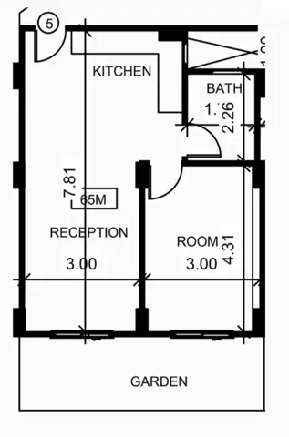 F 5 pool level street + 12 m2 private garden